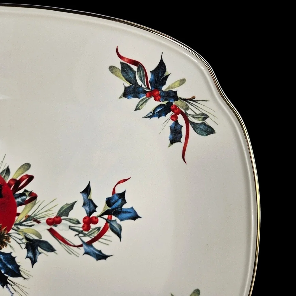 Lenox Winter Greetings Platter Oblong Serving‎ Cardinal Xmas Catherine McClung